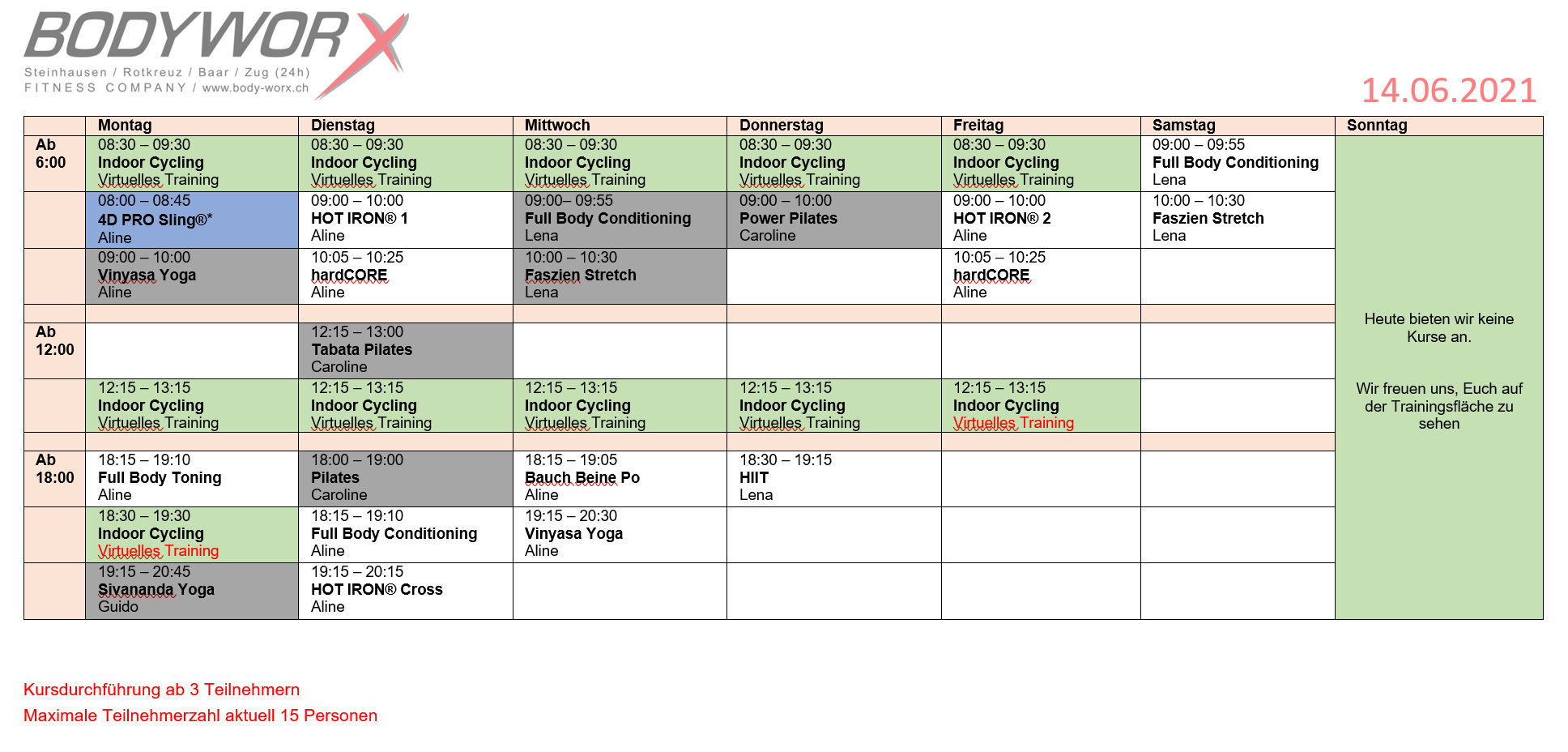 Kursplan | BodyWorx Kursplan | BodyWorx